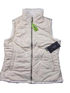 Free Country - White Faux Fur/Quilted Reversible Puffer Vest - Womens M
